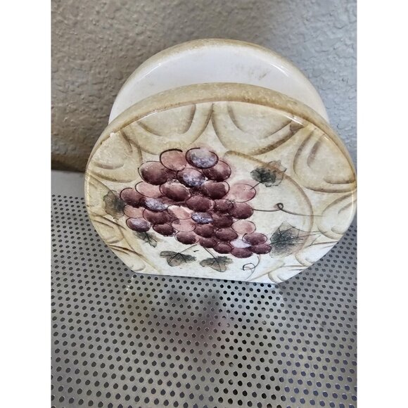 Oneida Veneto Grapes Hand Painted Ceramic Napkin Holder - Picture 1 of 5